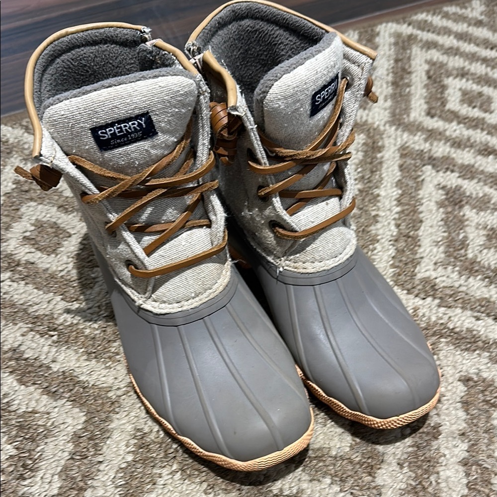 Sperry Gray and Tan Duck Boots